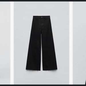 Zara High Waisted Wide Leg Black Jeans